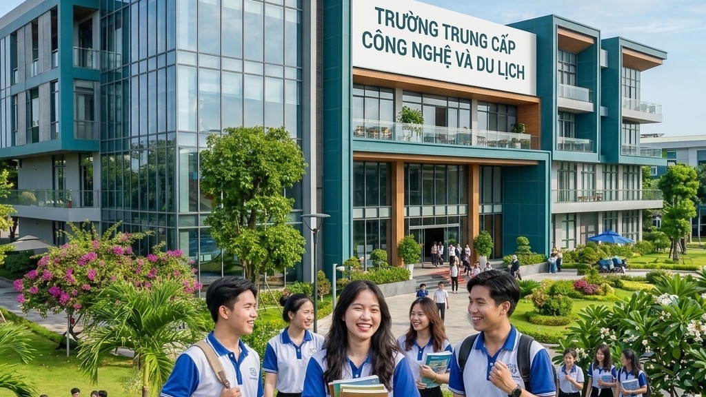 Khuôn viên và giảng đường Trường Trung cấp Công nghệ và Du lịch